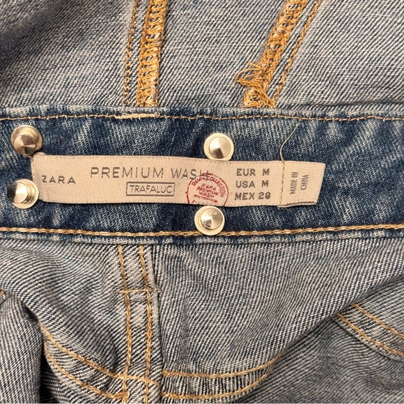 ZARA TRF Distressed Denim Overalls Boyfriend Fit Baggy 90s Y2K Vintage Wash M - Picture 2 of 15